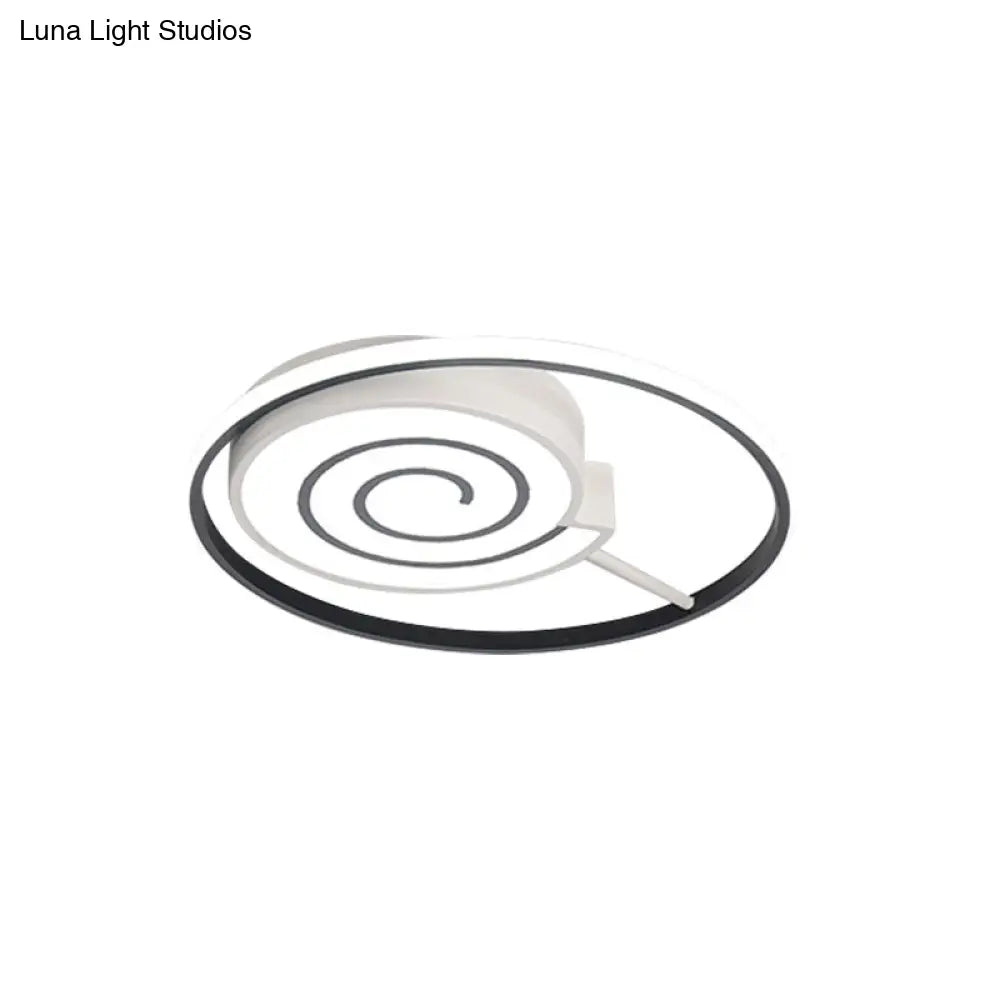 Lovely Lollipop Led Ceiling Lamp For Kids Bedrooms - Acrylic Flush Mount Light With Ring