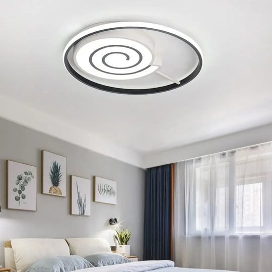 Lovely Lollipop Led Ceiling Lamp For Kids’ Bedrooms - Acrylic Flush Mount Light With Ring Black /