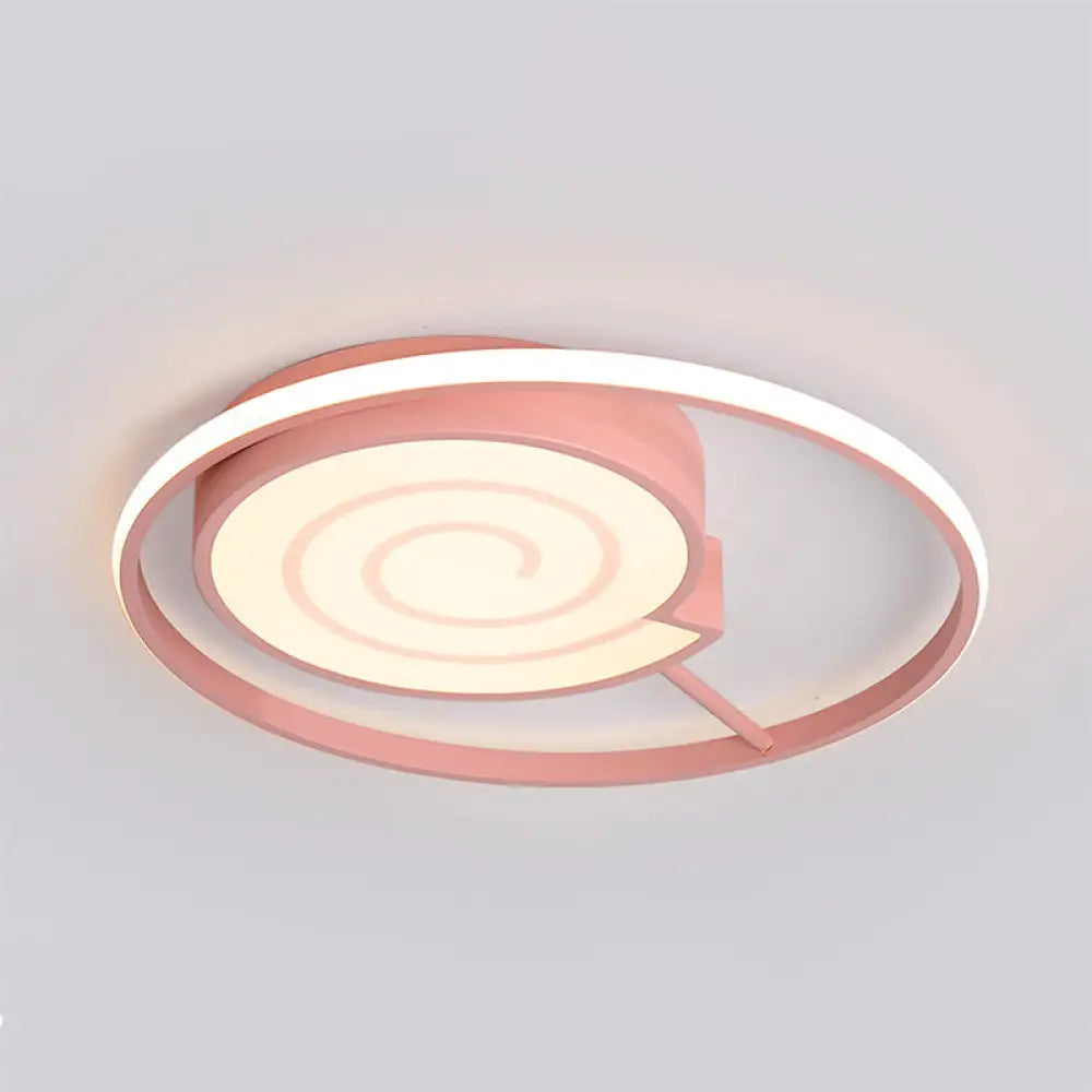 Lovely Lollipop Led Ceiling Lamp For Kids’ Bedrooms - Acrylic Flush Mount Light With Ring Pink /
