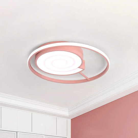 Lovely Lollipop Led Ceiling Lamp For Kids’ Bedrooms - Acrylic Flush Mount Light With Ring Pink / 27’