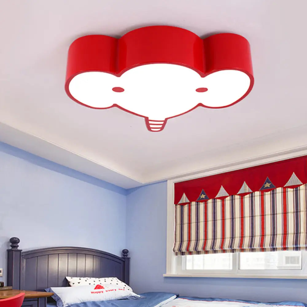 Lovely Metal Elephant Ceiling Lamp For Kindergarten And Nursing Rooms Red / White