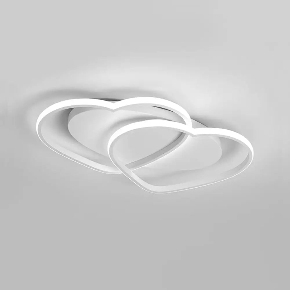 Loving Heart Acrylic Flushmount Ceiling Light For White Bedroom / 19.5’