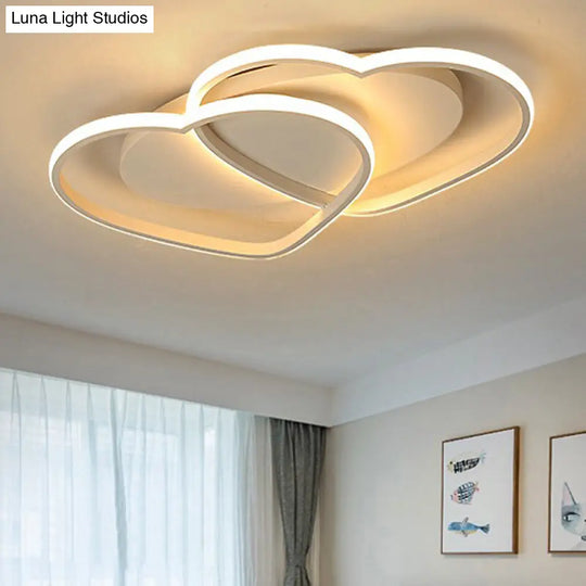 Loving Heart Acrylic Flushmount Ceiling Light For White Bedroom / 19.5 Warm