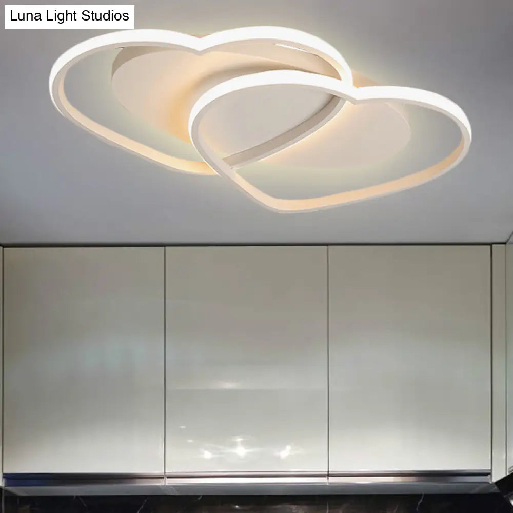 Loving Heart Acrylic Flushmount Ceiling Light For White Bedroom