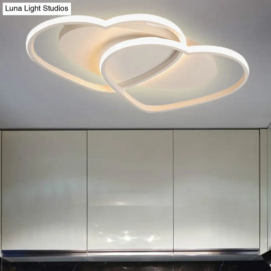 Loving Heart Acrylic Flushmount Ceiling Light For White Bedroom