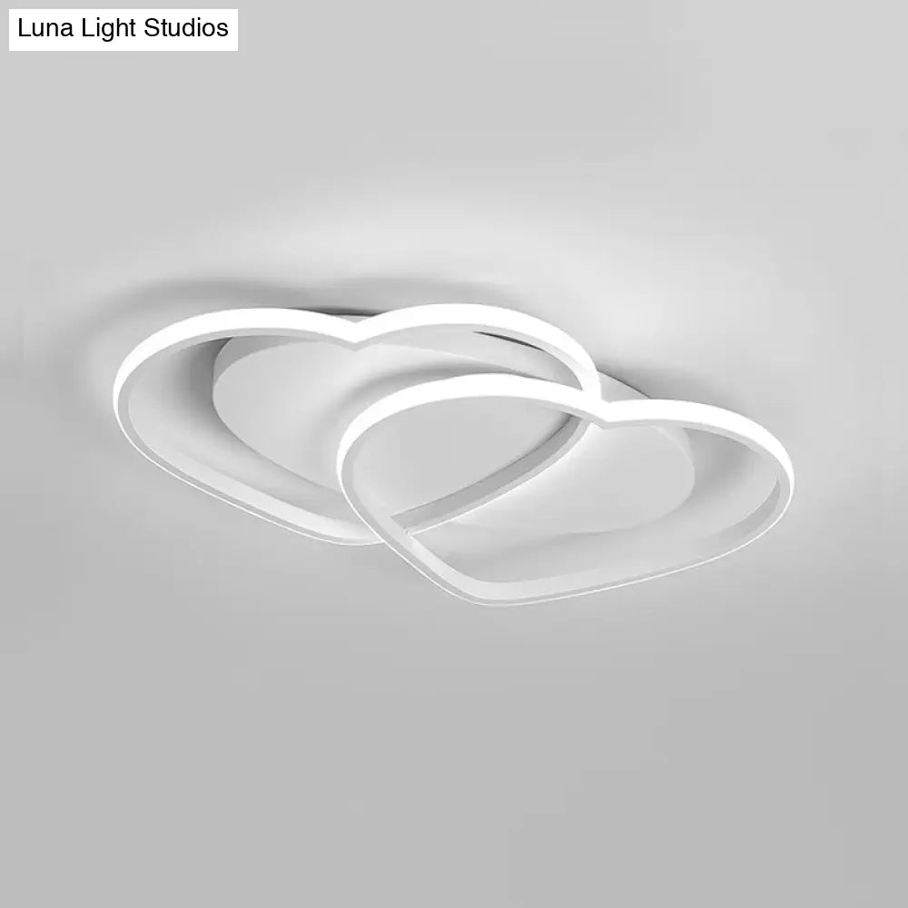 Loving Heart Acrylic Flushmount Ceiling Light For White Bedroom / 19.5