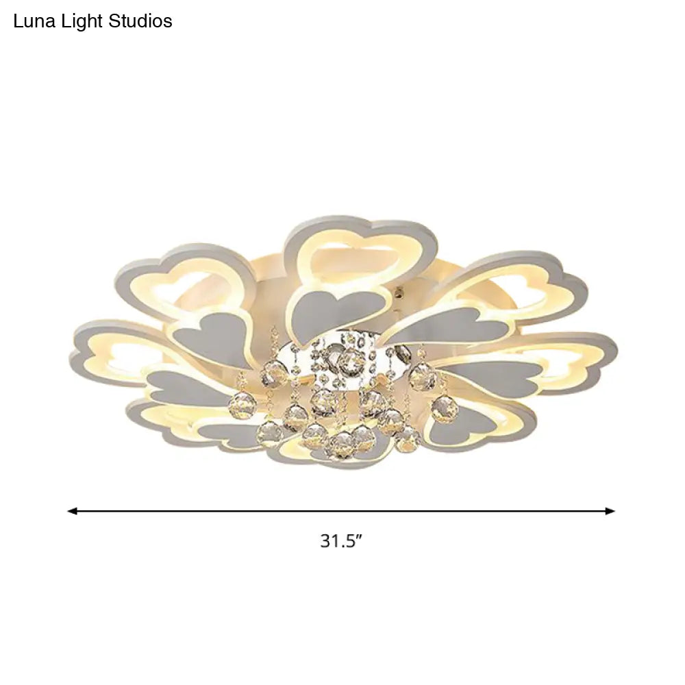 Loving-Heart Led Flush Light In Warm/White - Contemporary Acrylic Design 27/31.5 Wide