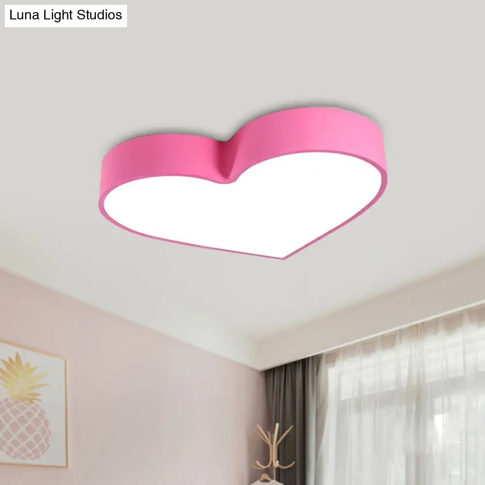 Loving Heart Led Flushmount Ceiling Light For Children - Red/Pink/Yellow Acrylic Fixture