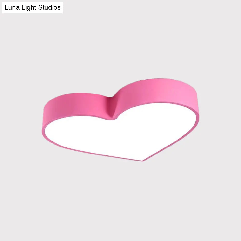 Loving Heart Led Flushmount Ceiling Light For Children - Red/Pink/Yellow Acrylic Fixture