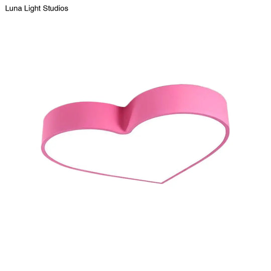 Loving Heart Led Flushmount Ceiling Light For Children - Red/Pink/Yellow Acrylic Fixture