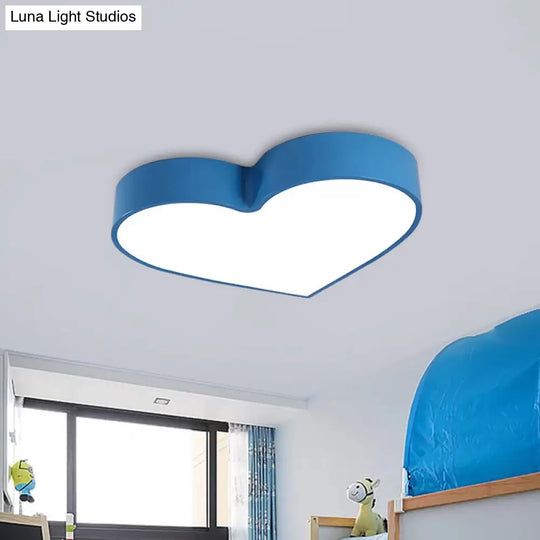 Loving Heart Led Flushmount Ceiling Light For Children - Red/Pink/Yellow Acrylic Fixture Blue