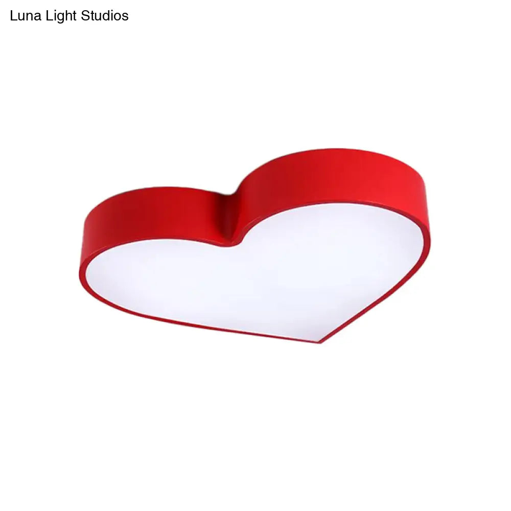 Loving Heart Led Flushmount Ceiling Light For Children - Red/Pink/Yellow Acrylic Fixture