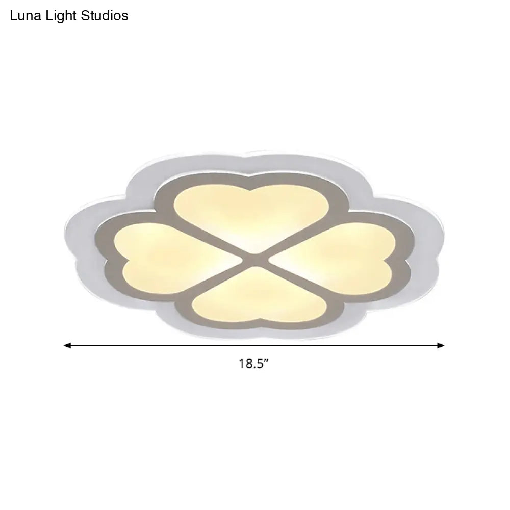 Loving Heart Petal Flush Ceiling Light - Romantic Acrylic Led Lamp For Nursing Room (White)