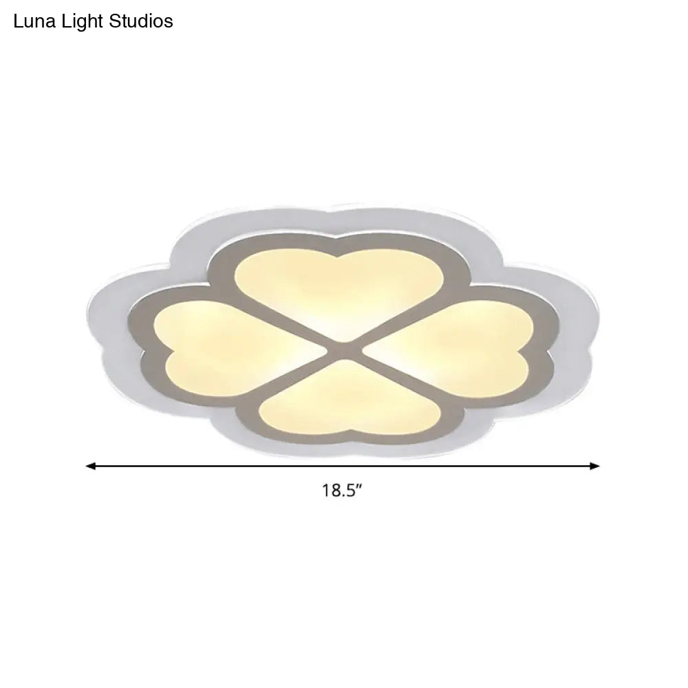 Loving Heart Petal Flush Ceiling Light - Romantic Acrylic Led Lamp For Nursing Room (White)