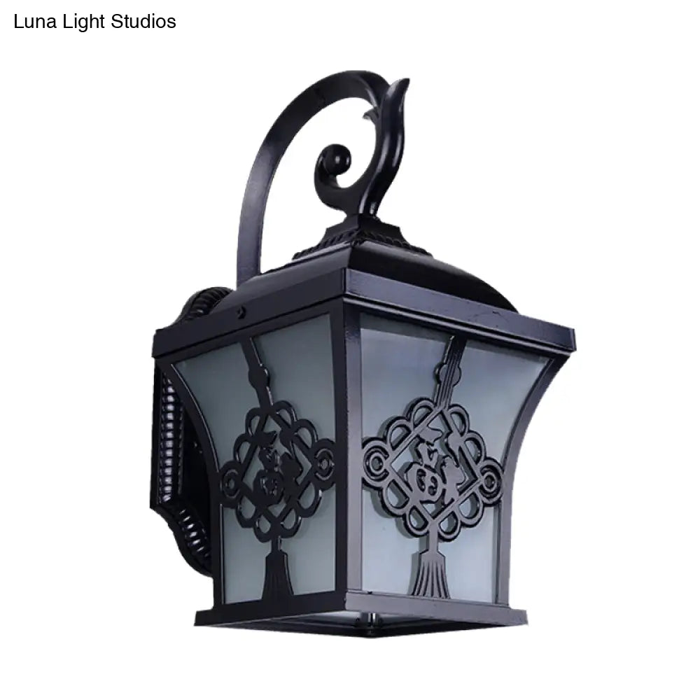 Lucky Character Metallic Wall Sconce Light - 1 Bulb Courtyard Lamp In Black/Black & Gold