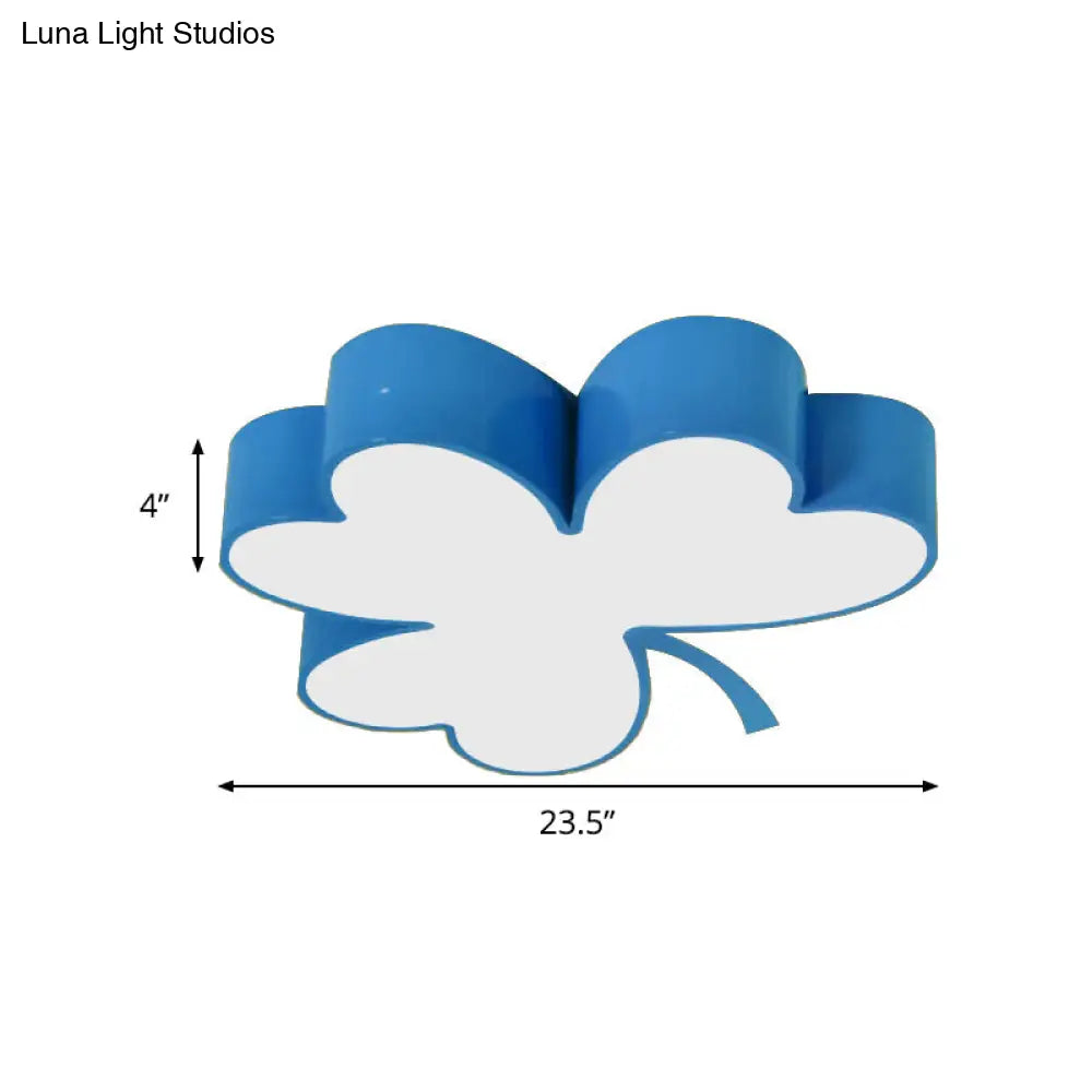 Lucky Clover Led Flush Mount Light - Modern Acrylic Ceiling Lamp For Kindergarten