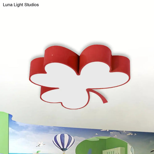 Lucky Clover Led Flush Mount Light - Modern Acrylic Ceiling Lamp For Kindergarten