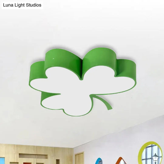 Lucky Clover Led Flush Mount Light - Modern Acrylic Ceiling Lamp For Kindergarten