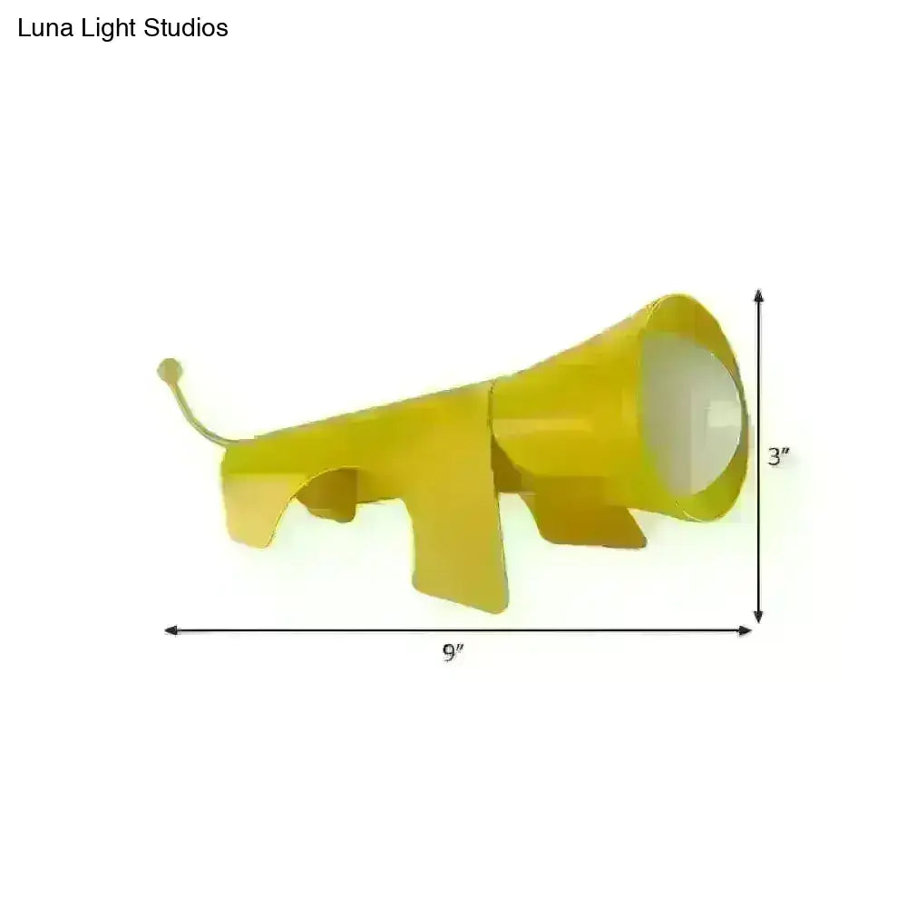 Lucy - Cartoon Red/Yellow Night Table Lamp Dog-Like Metallic Shade