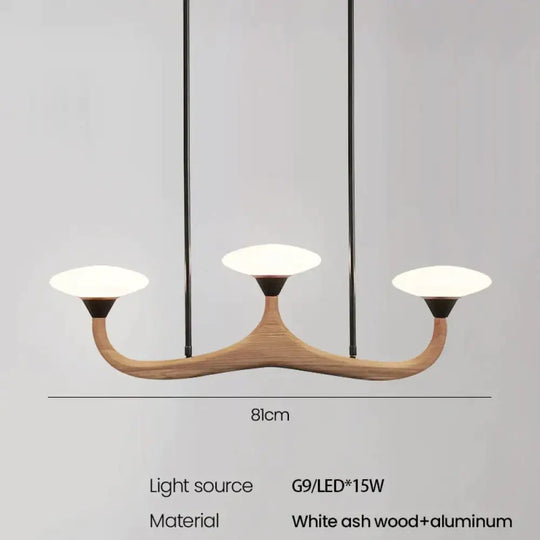 Luna - Modern Wood 3 Head Pendant Lamp 3Head L81Cm / Warm White Light