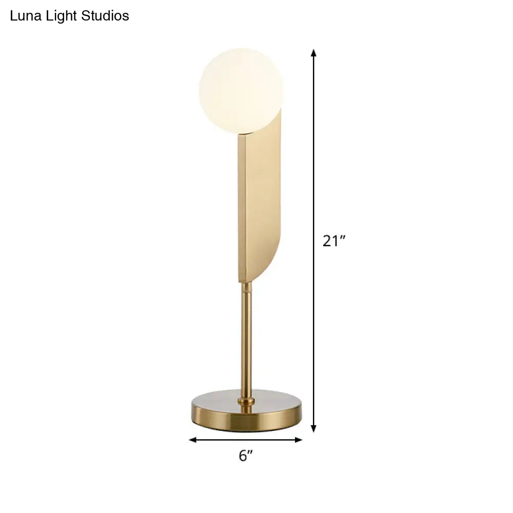 Luxurious Cream Glass Ball Night Light With Gold Metal Stand For Bedroom