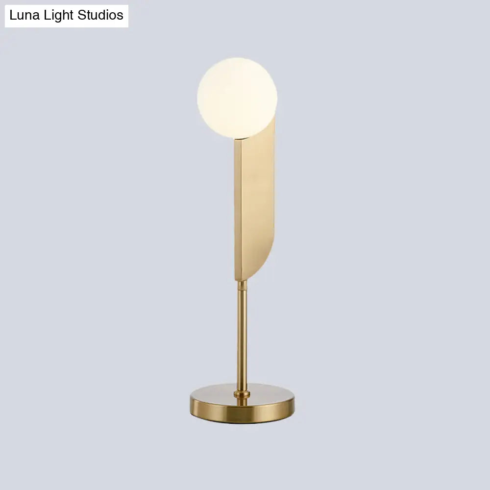 Luxurious Cream Glass Ball Night Light With Gold Metal Stand For Bedroom