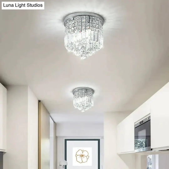 Luxury Bedroom Dining Hall Aisle Led Round Crystal Ceiling Lamp Light