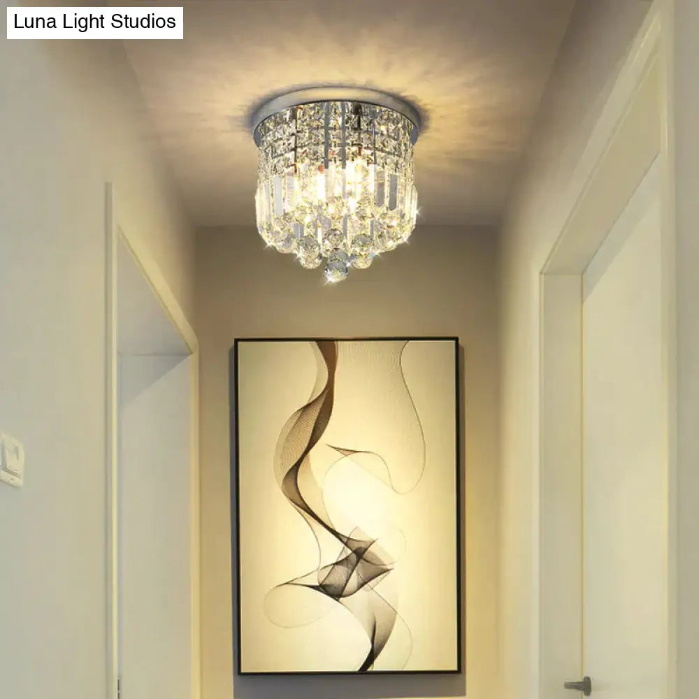 Luxury Bedroom Dining Hall Aisle Led Round Crystal Ceiling Lamp Light