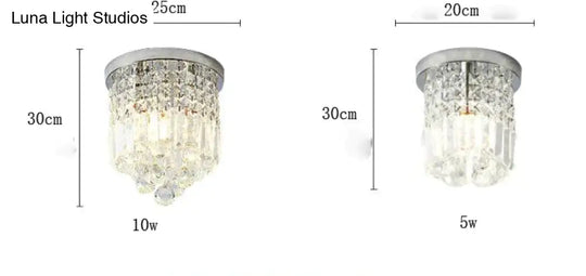 Luxury Bedroom Dining Hall Aisle Led Round Crystal Ceiling Lamp Light