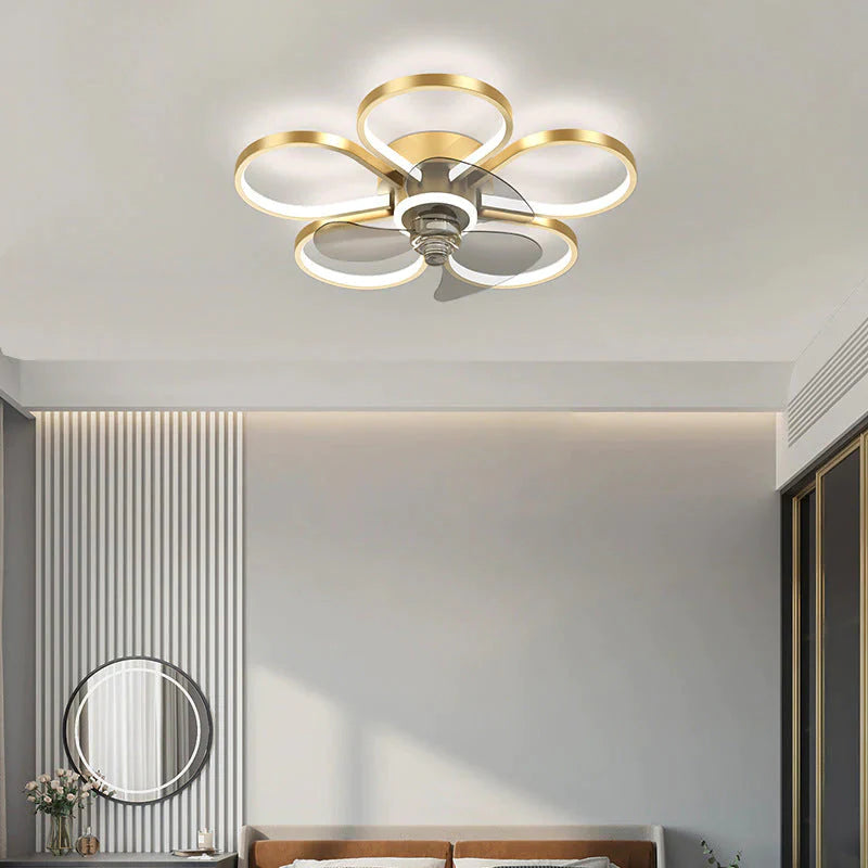 Luxury Ceiling Fan Lamp Bedroom Ultra-thin Quiet Restaurant Ceiling Lamp with Electric Fan