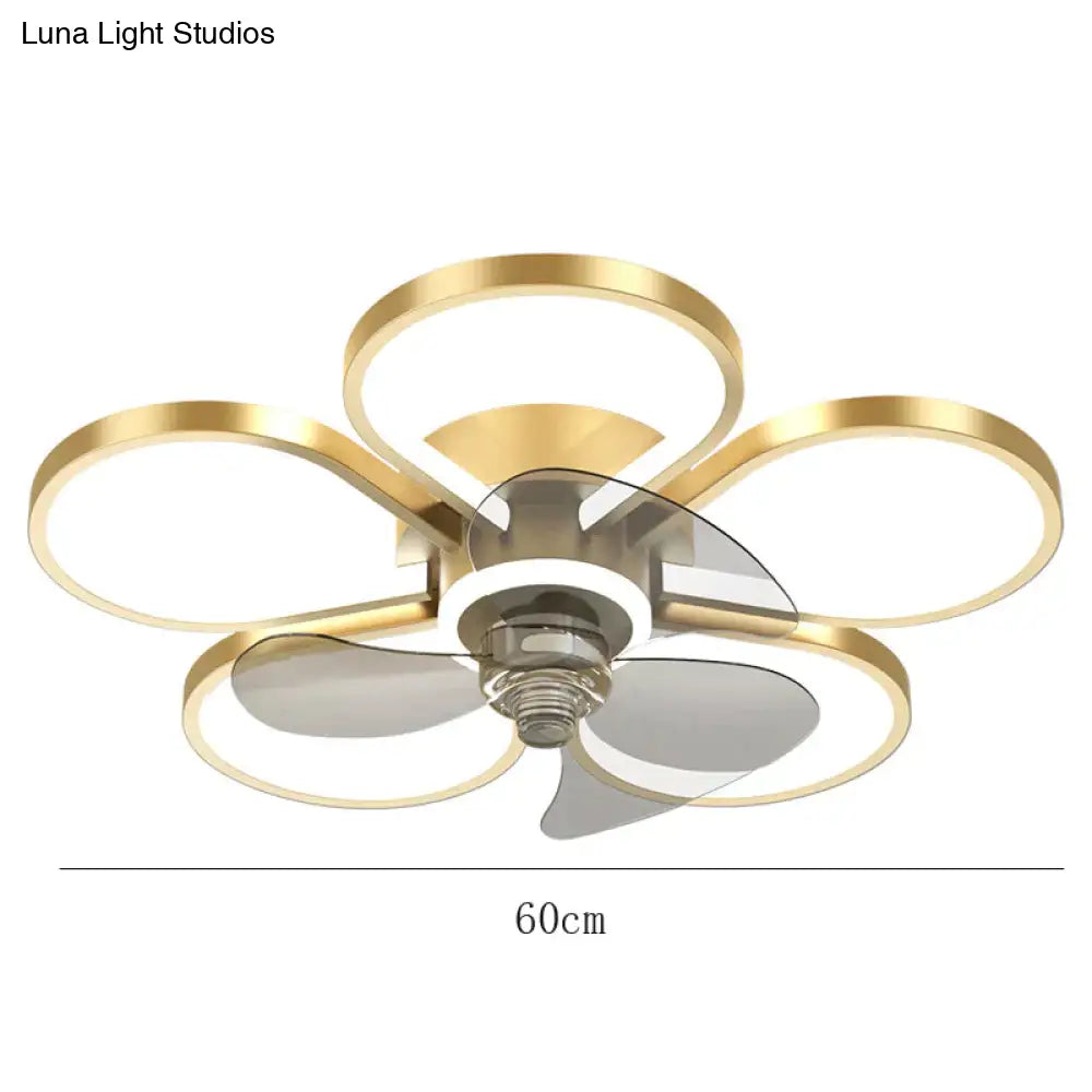 Luxury Ceiling Fan Lamp Bedroom Ultra-Thin Quiet Restaurant With Electric Gold / Dia60Cm Tri-Color