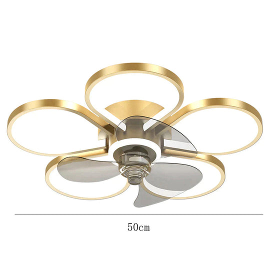 Luxury Ceiling Fan Lamp Bedroom Ultra-Thin Quiet Restaurant With Electric Gold / Dia50Cm Tri-Color