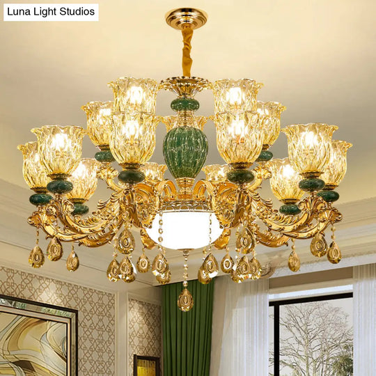 Luxury Crystal Clear Chandelier: Elegant Hanging Light For Living Room