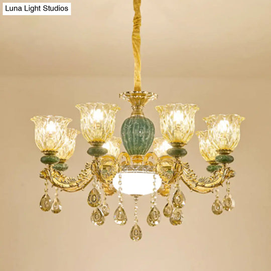 Luxury Crystal Clear Chandelier: Elegant Hanging Light For Living Room