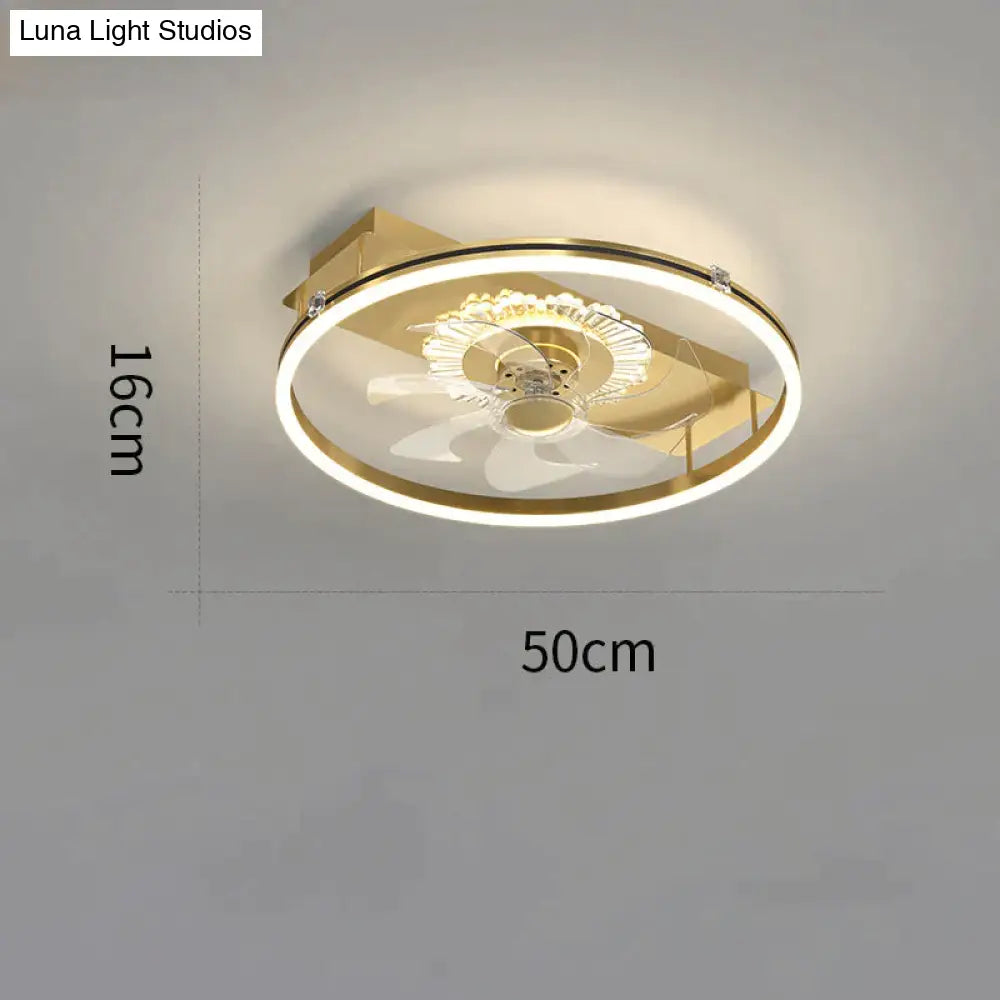 Luxury Fan Living Room Round Ceiling Lamp Simple Lamps Gold / A Stepless Dimming