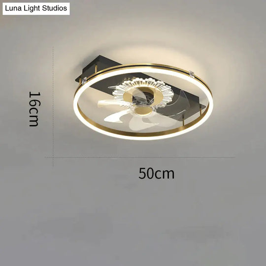 Luxury Fan Living Room Round Ceiling Lamp Simple Lamps Black / A Stepless Dimming