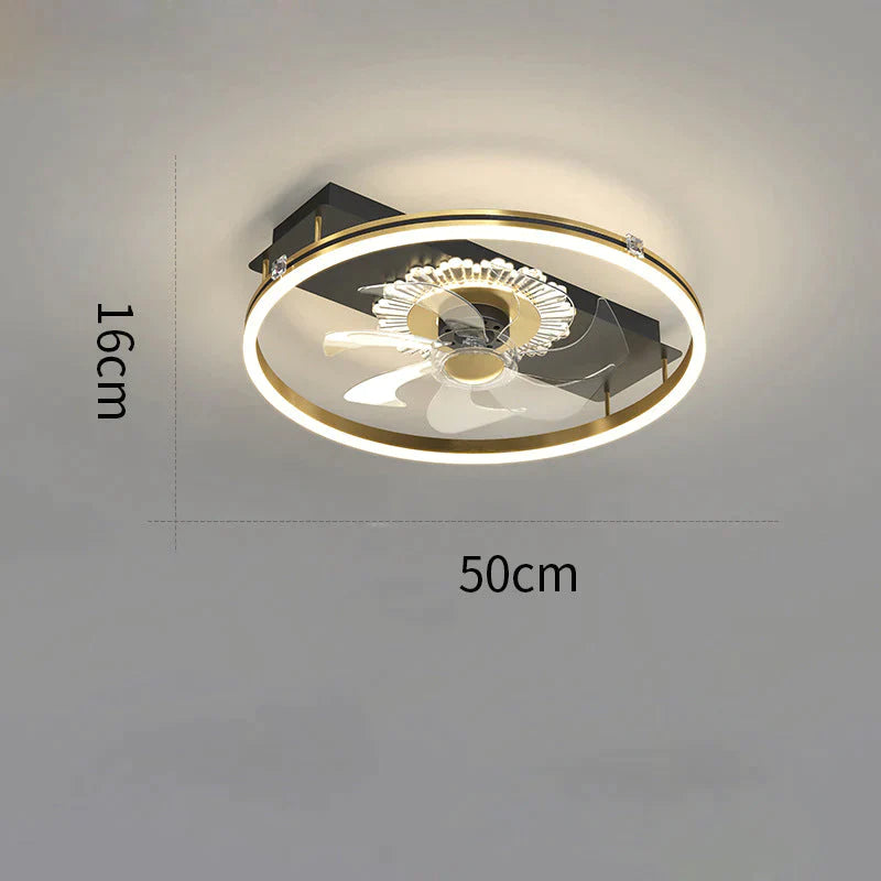 Luxury Fan Living Room Round Ceiling Lamp Simple Lamps Black / A Stepless Dimming
