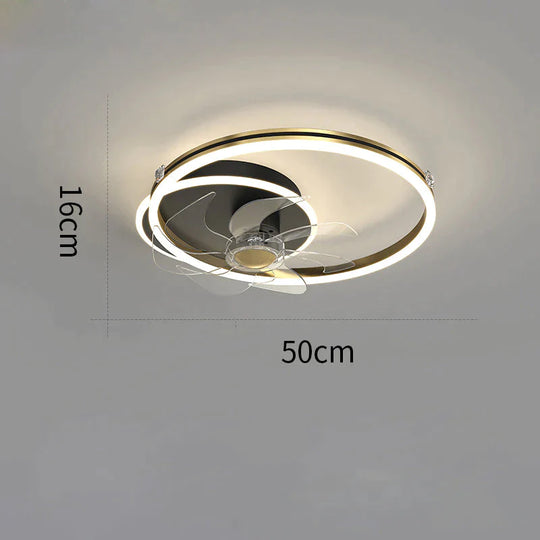 Luxury Fan Living Room Round Ceiling Lamp Simple Lamps Black / B Stepless Dimming