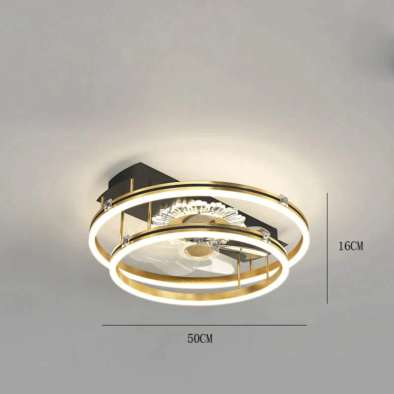 Luxury Fan Living Room Round Ceiling Lamp Simple Lamps Black / C Stepless Dimming