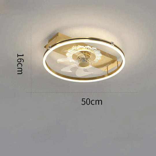 Luxury Fan Living Room Round Ceiling Lamp Simple Lamps Gold / A Stepless Dimming