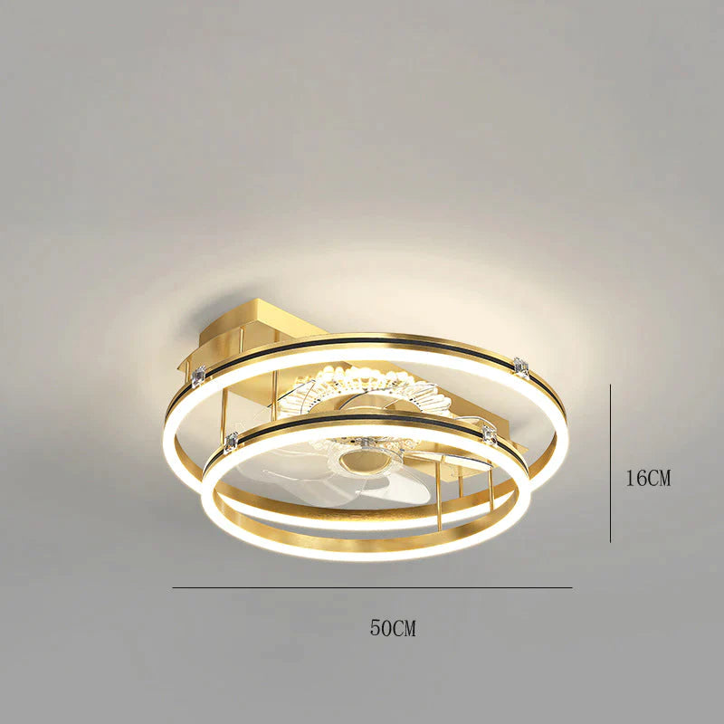 Luxury Fan Living Room Round Ceiling Lamp Simple Lamps Gold / C Stepless Dimming