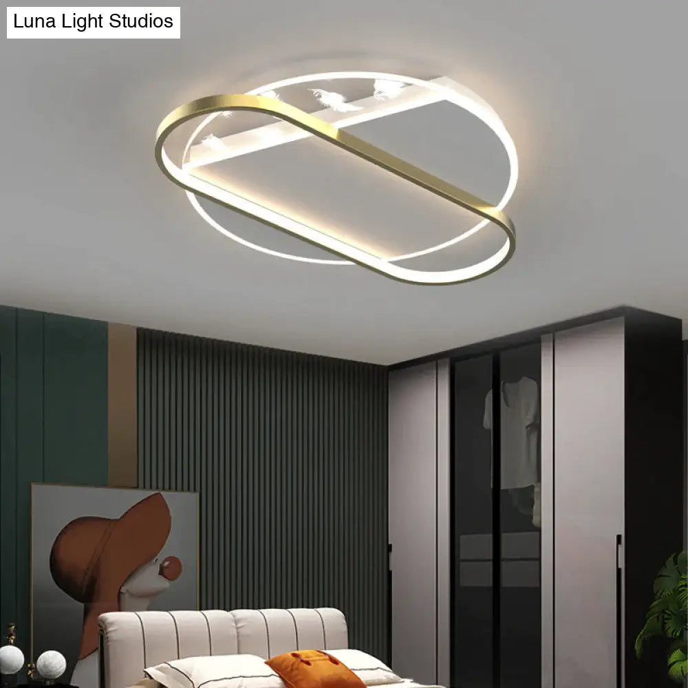 Luxury Feather Ceiling Lamp Living Room Bedroom Dining Creative Lamps Gold / Round Tri-Color Light