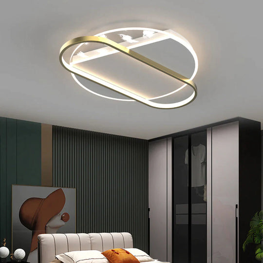 Luxury Feather Ceiling Lamp Living Room Bedroom Dining Creative Lamps Gold / Round Tri-Color Light