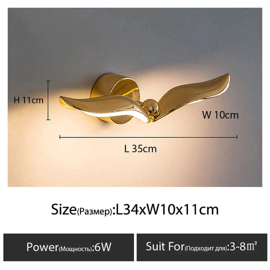 Luxury Minimalist Creative Seagull Wall Lamp For Bedroom Living Room Background Light 2 / Warm Light