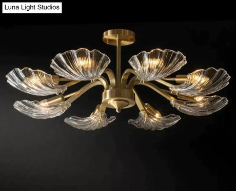 Luxury Modern Living Room Shell Copper Ceiling Lamp