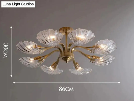 Luxury Modern Living Room Shell Copper Ceiling Lamp 8