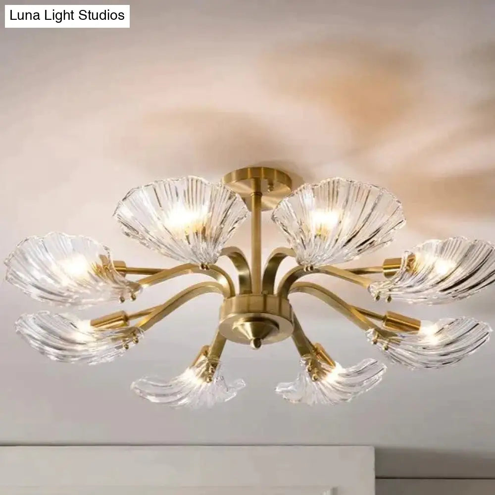 Luxury Modern Living Room Shell Copper Ceiling Lamp