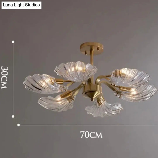 Luxury Modern Living Room Shell Copper Ceiling Lamp