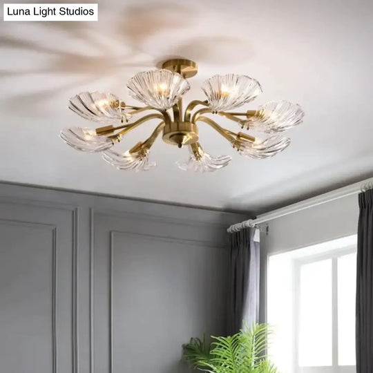 Luxury Modern Living Room Shell Copper Ceiling Lamp