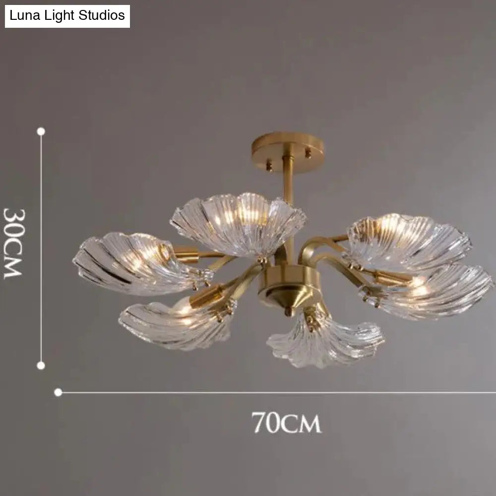 Luxury Modern Living Room Shell Copper Ceiling Lamp 6